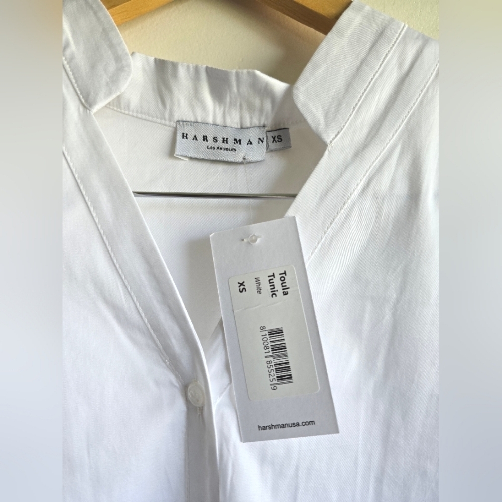 NWT! Harshman Los Angeles, Toula Pleated Back Tunic, White , Size XS-MSRP $331 - Picture 6 of 9